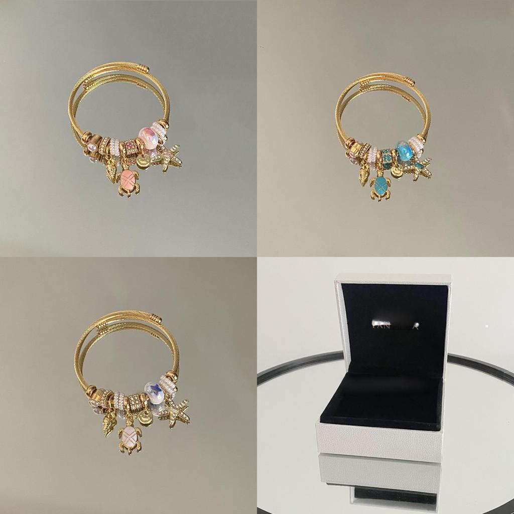 Ocean Breeze Shell And Starfish Jewelry Bracelet With Stainless Steel Material For Summer Vacation Style