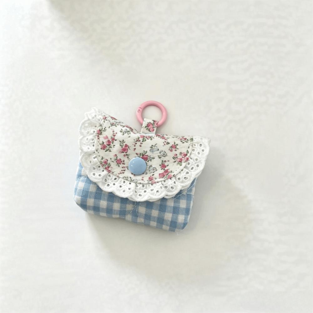 Multifunctional Earphone Storage Bag Plaid Earphone Mini Pouch Headphone Case Daily Use