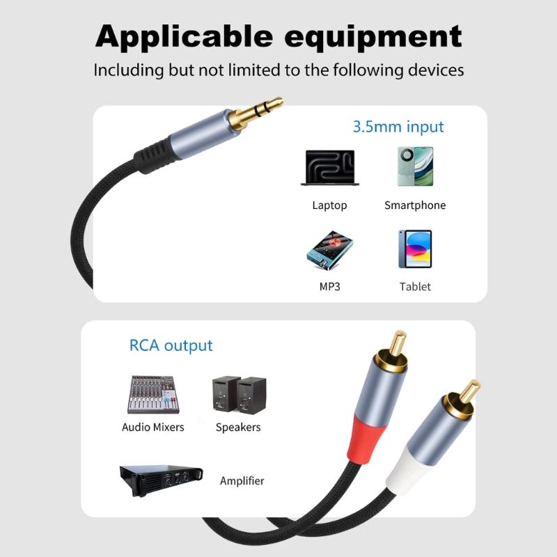 Plugs and Play Stereo Music Cable 3.5mm Male to 2 Male Cable for Multiple Devices for Music and Movie Clear Output