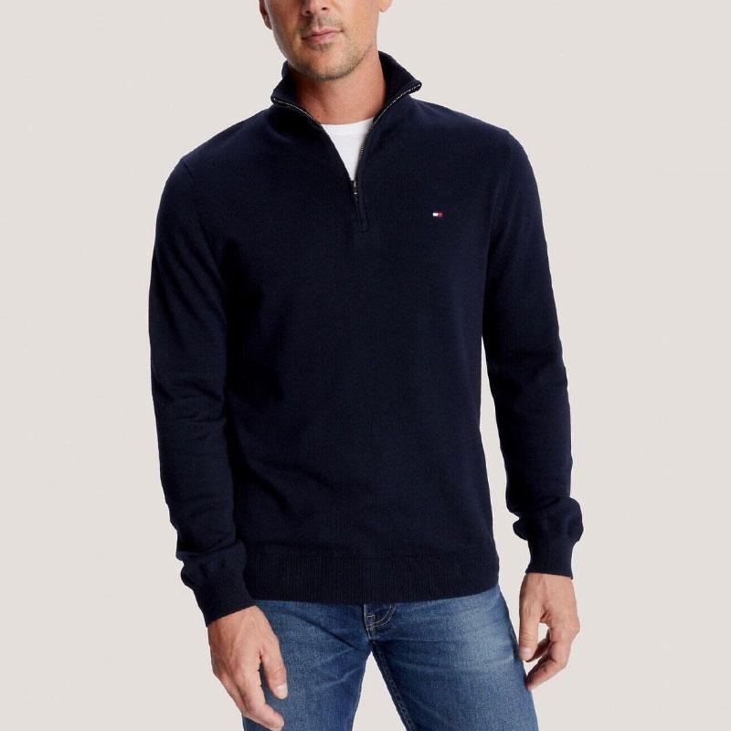 Tommy Hilfiger American Vintage Golf Outfit Solid Color Simple Stand Collar Business Casual Pullover Straight Leg Spring Autumn Sweatshirt 78J6867-410