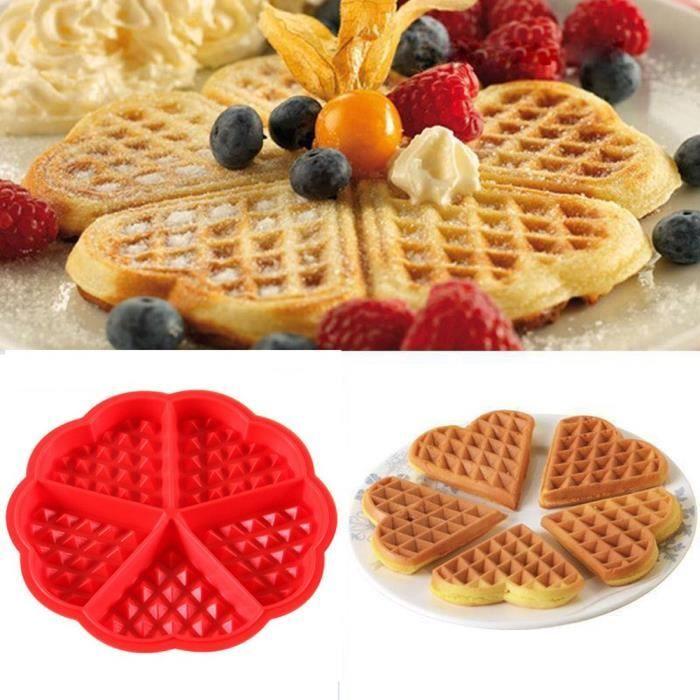 Moule à gaufres - Cuisine silicone - Mini ronde - Rouge - 17.5cm - Compatible lave-vaisselle