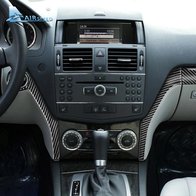 Carbon Fiber Center Console Sticker for Mercedes W204 2007-2010 Interior Panel Cover