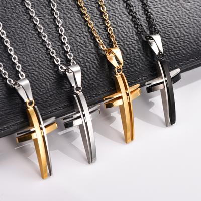 Stainless Steel Hollow Cross Necklace Pendant for Women Men Christian Charms Chain Metal Faith Prayer Jewelry Making Accessories
