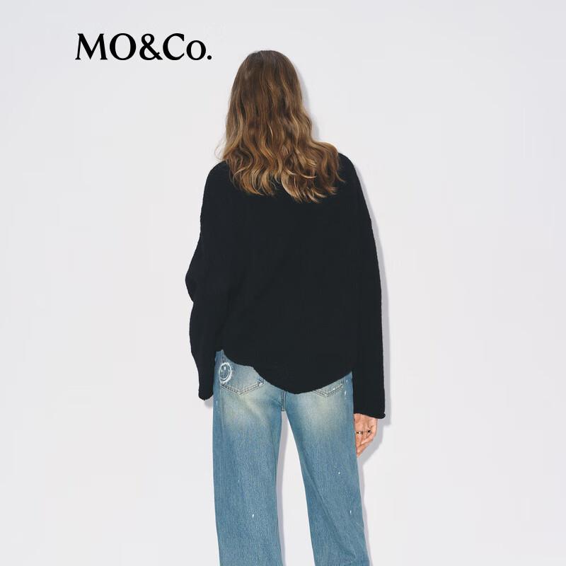 MO&Co. Women's British Style Loose Fit Round Neck Sweater