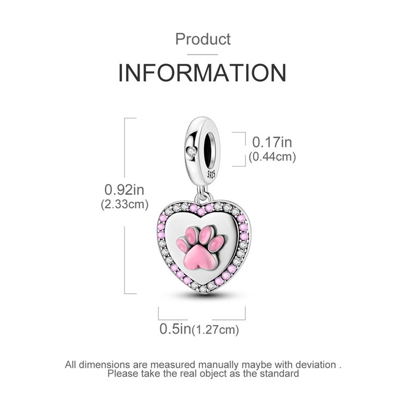 Cute Pink Cat Paw Pendants Copper Original Beads Fit Original Charms Bracelet Beads Jewelry Gifts For Women