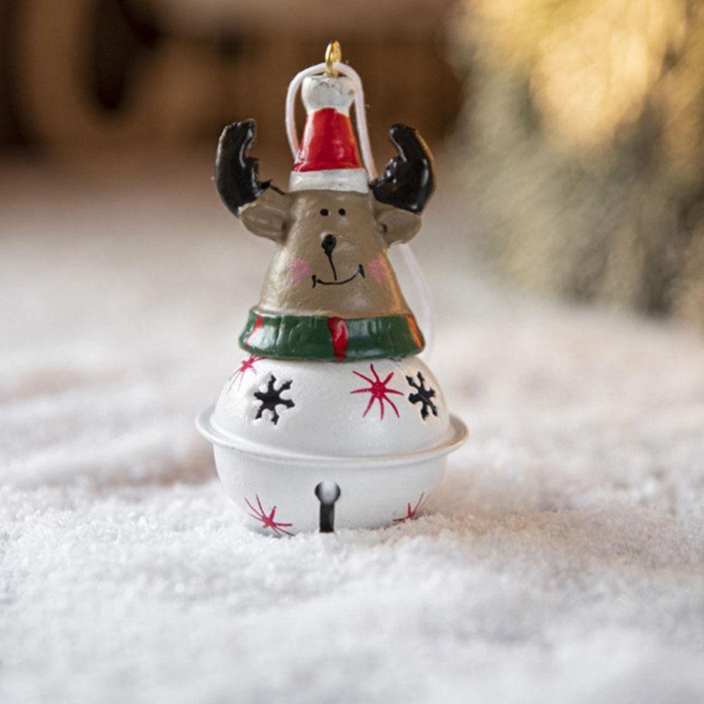 Iron Art Christmas Santa Bell Pendant Cute Xmas Tree Ornaments Snowman Bell Pendant  Christmas