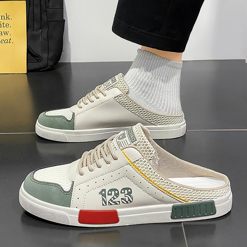 

Тапочки-полутапочки мужские летние дышащие полые сетчатые ленивые тапочки с одной педалью без каблука офисные тапочки большого размера для сумки на голову 47