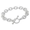 Gin No Silver 925 Azuki Chain Bracelet with Mantle and Simple Design Chain with Loop and Toggle Clasp [Shinjuku Kura] T-Bar, 18cm,