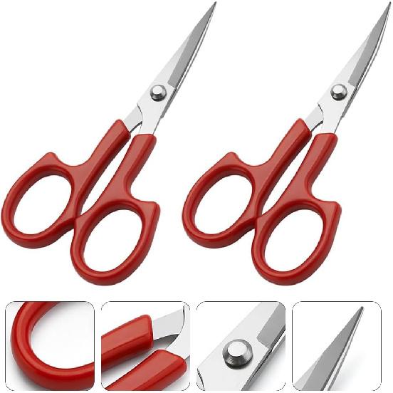 2pcs Stainless Steel Grooming Scissors - Women Eyebrow Trimmer & Mustache/Nose Hair Clipper | Portable Nail Trimming Tool for Home, Salon & Makeup