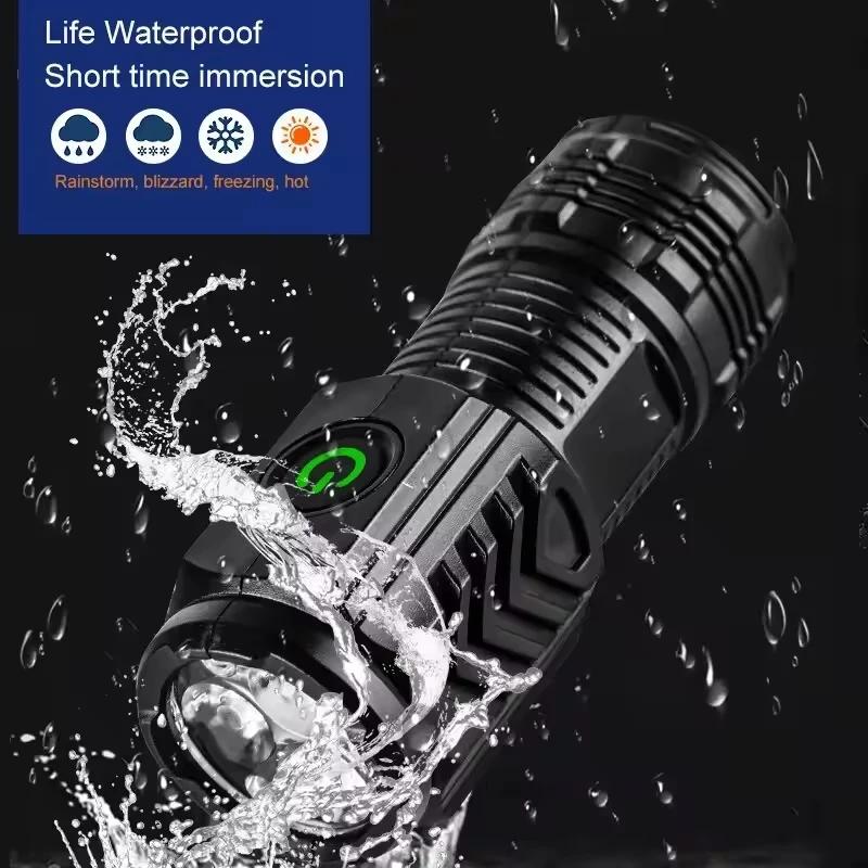 Ultra Powerful Flashlight 3 Core LED Mini Tactical Flashlight USB Rechargeable High Power LED Torch With Magnet Hand Lamp Gift