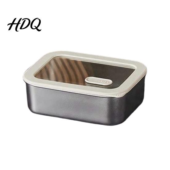 Heavy Duty Metal Storage Tins 304 Stainless Steel Food Containers with Glass Lids Leakproof Bento Lunch Box Leak Proof Kitchen Organizers Set,
