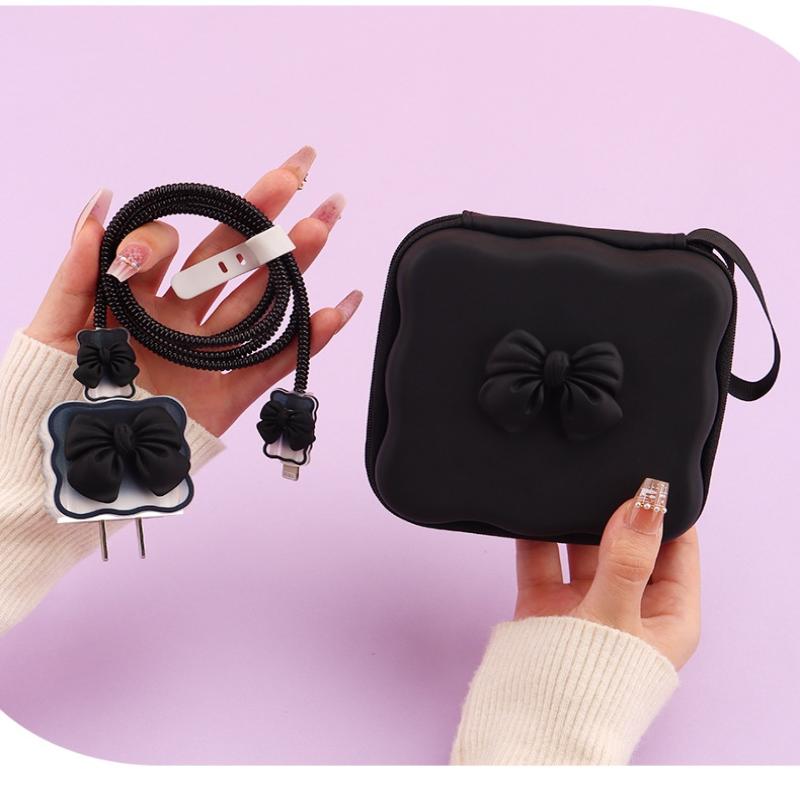 Charger Lid Storage Bag Fashion 3D Heart Design Drop-resistant Protective Case Lightweight Organizer for Office School Travel