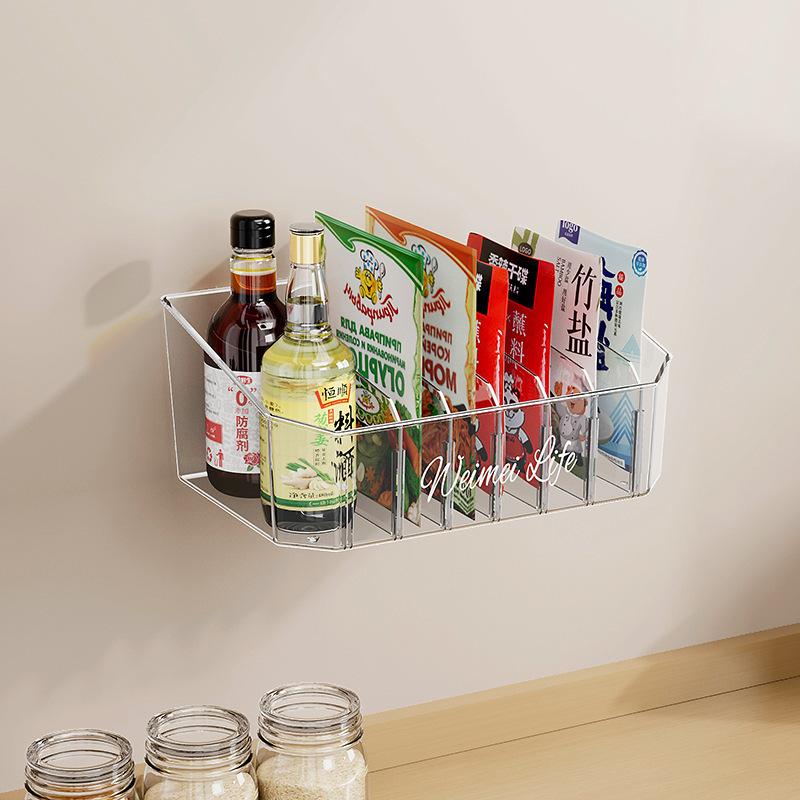 

Wall Mounted Spice Dispenser Home Kitchen Organiser Includes spacer прозорий/білий