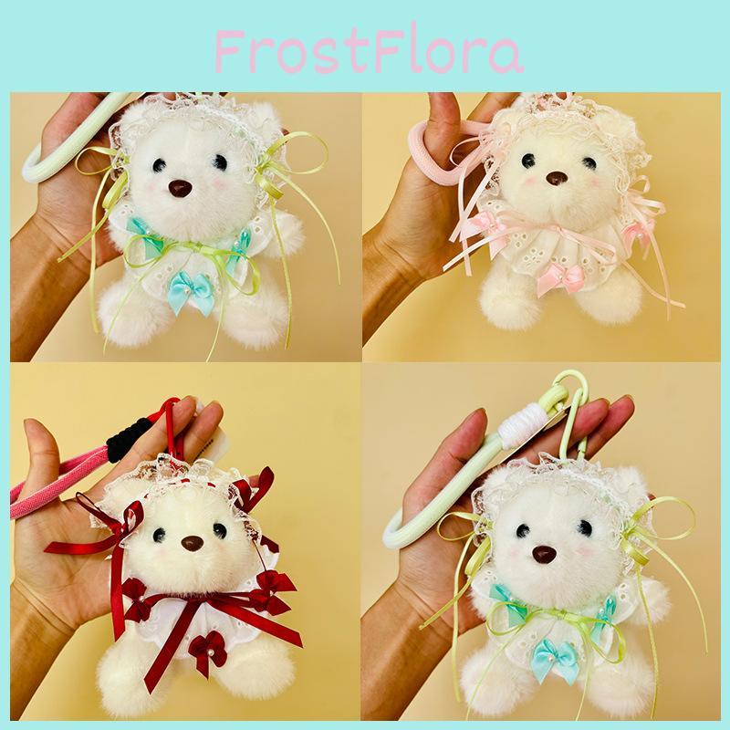 Cute Lace Bow Decoration Cartoon Plush Bear Doll Pendant Children Toy Gift For
