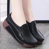 Lederschuhe für Damen, elastische Plateauschuhe mit dicker Sohle, Keilabsatz, bequeme Arbeitsschuhe, Halbschuhe, Slip-on, Lazy Shoes