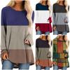 Women's Fashion Casual Irregular Patchwork Color Print Loose Medium Long Long Sleeve Top