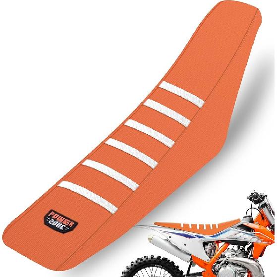 White Stripe Universial Seat Cover For Dirt Bike - Motorcycle Motorcross Enduro Seat Covers (Black)