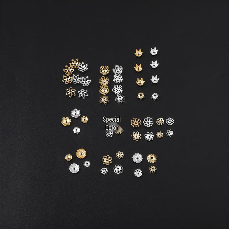 14K Gold Filled Flower Cap Bracelet DIY Jewelry Accessories with White Gold Beaded Spacers