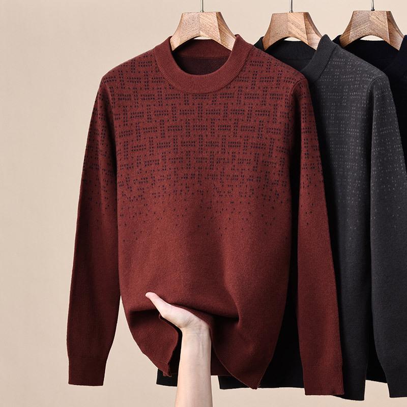 Hengyuanxiang Men s Wool Jacquard Sweater, 2025 Autumn/Winter Half-High Neck, High-End Base Layer Fashion. 180