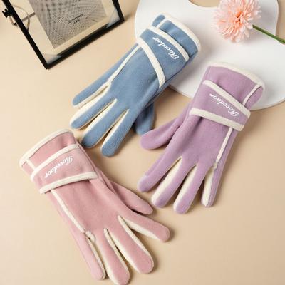 Winter Fleece Gloves Riding Fleece Thickened Warm Cold Touch Screen Driving Electric Vehicle Cotton Gloves Outdoor Gloves