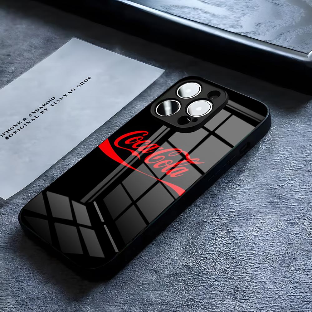 

Hot C-Coca Drinks C-Cola Phone Case For IPhone 17 16 15 14 Pro 11 13 12 Mini Air Plus SE Glass Luxury Design Cove iPhone 12 Pro Max