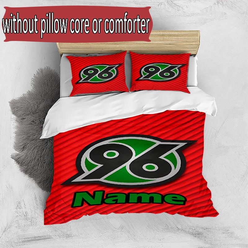 3-teiliges Bettbezug-Set (1 * Bettbezug + 2 * Kissenbezug, ohne Kern), Individuelles Namens-Hannover 96 Fußballmuster Bettwäsche-Set, Heim Schlafzimmer Dekor Geschenk