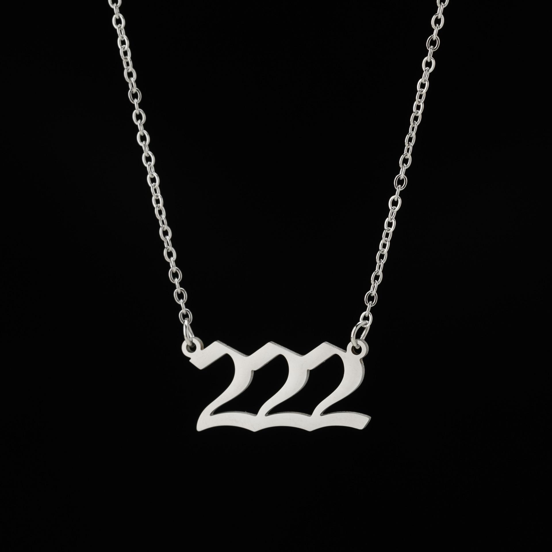 Lucky Angel Numbers Cross Pendant Necklace, Stainless Steel, for Men & Women (111-999)