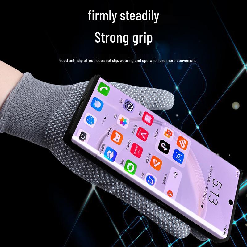 Nylon Anti-Slip Wear-Resistant Dotting Gloves for Men and Women - Thin, Glue-Coated, Ideal for Driving and Handling Tasks