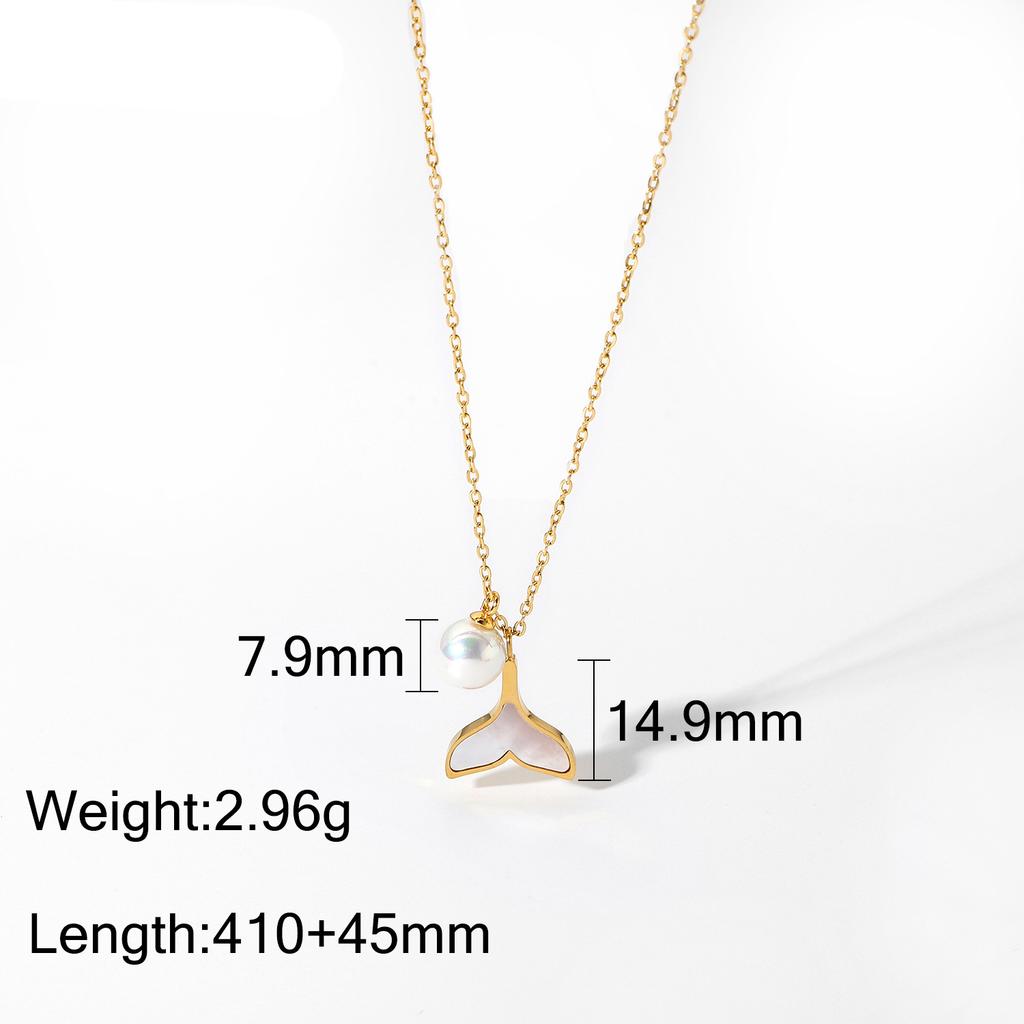 Fashion White Shell Pearl Pendant Necklace 18K Gold Plated Women's Jewelry Waterproof Hypoallergenic