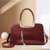 Ladies' Handbag, Patent Leather Crocodile Pattern Shoulder Bag, High-end Sense, Large Capacity Bag, Commuting Tote Bag
