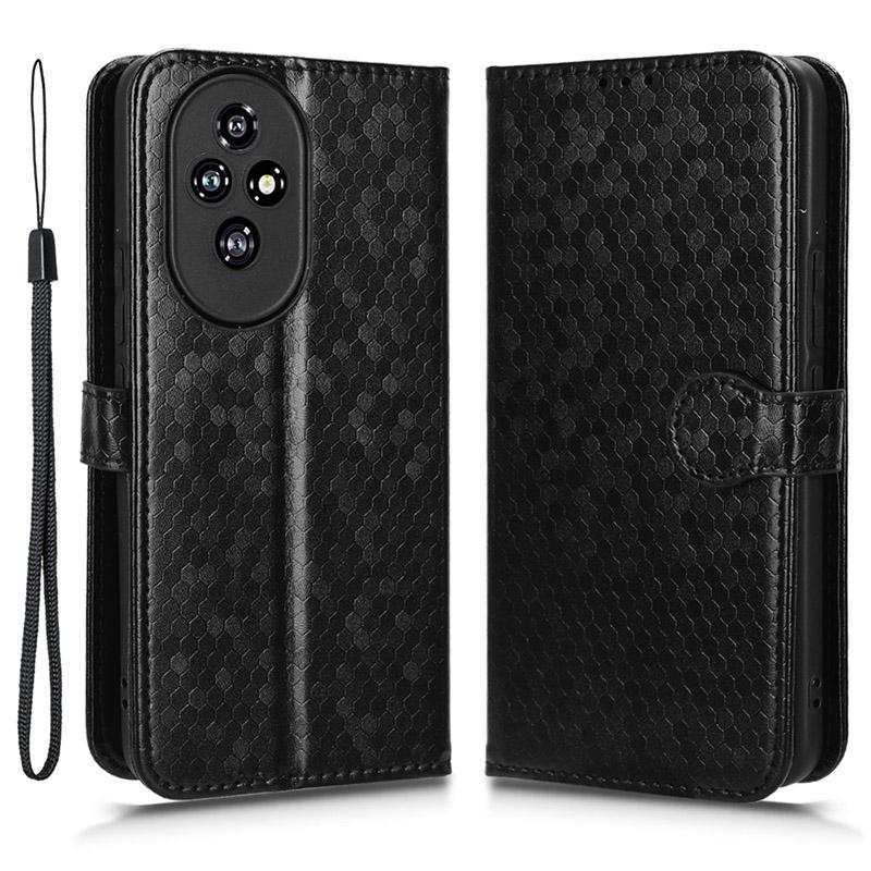For Honor 200 5G Case Dot Pattern PU Leather Phone Cover Magnetic Clasp Stand