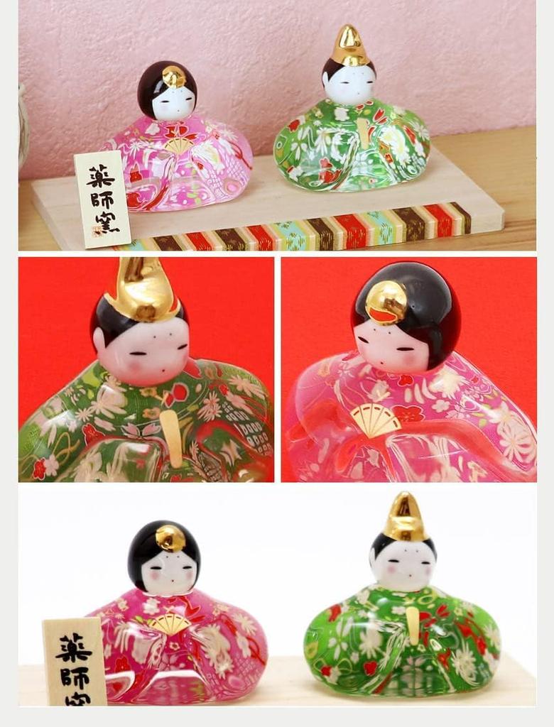 Osaka Choseido Compact Mini Hina Doll with Nameplate and Wooden Tag Glass Hina Doll (Sent Separately) "Hanaza Hina" (Flower Dance)