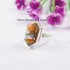 Oyster Copper Turquoise Ring: Sterling Silver Hexagon Ring, Orange Gemstone