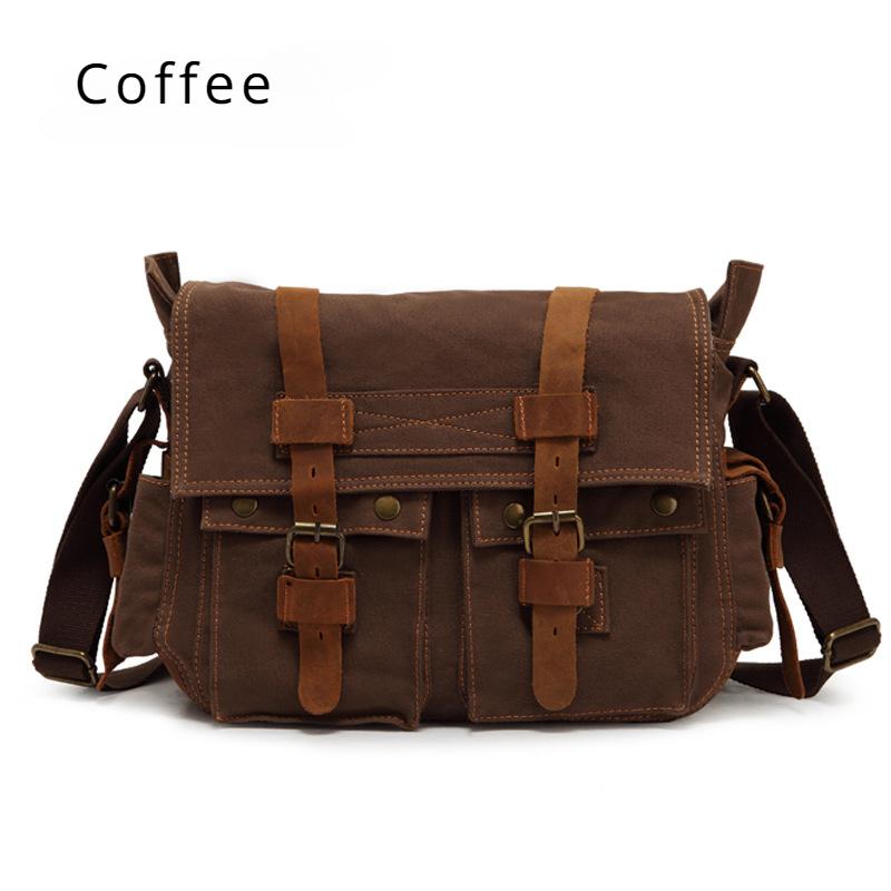 Retro Men's Canvas Shoulder Bag European American Style Men's Crossbody Bag Outdoor Casual Knapsack Father's Day Present