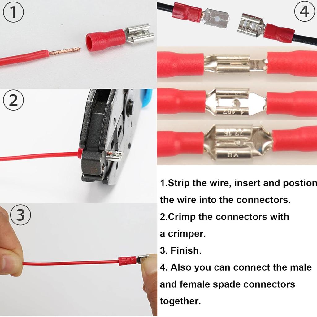 Automotive Insulated Electrical Wire Connector Kit Assorted Male Female Spade Ring Fork Butt Crimp Terminals Lugs Set for Cable