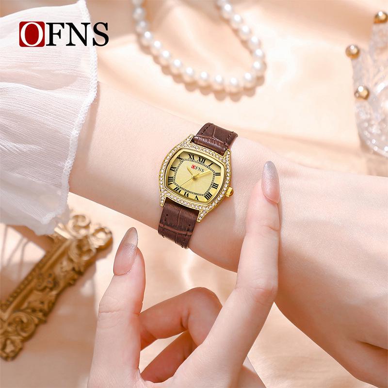 Women's Square Barrel Fashion Watch: Waterproof, Roman Numerals, Diamond Inlay