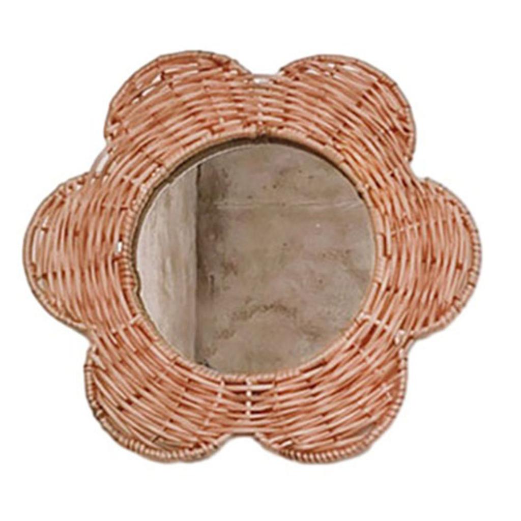 Vine Woven Wall Decoration Hanging Mirror Rattan Mirror Wicker Wall Hanging Mirror Art Decor Bohemian For Home Room Entryway