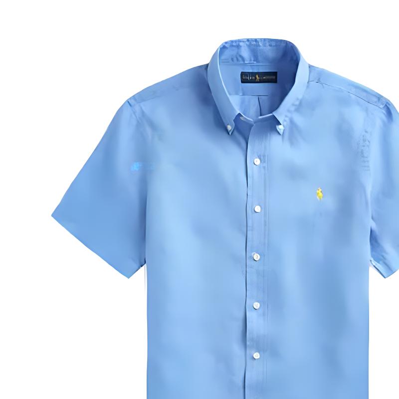 Polo Ralph Lauren Ss23 Solid Color Logo Embroidered Single-Breasted Shirt Men shirts Light-Blue 710866964-007