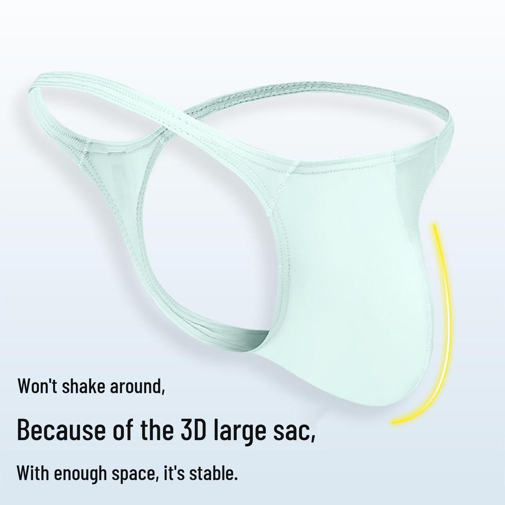 Men's Low Waist Ice Silky U Convex Thong - Breathable, Elastic, Sexy T-Back Underwear