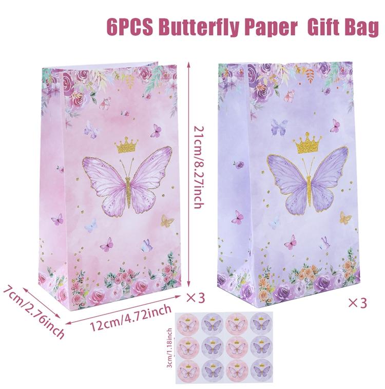 

6 шт. подарочные пакеты с бабочками, бумажные упаковочные пакеты для конфет, для девочек, на тему бабочек, на день рождения, на свадьбу, на вечеринку, на детский душ, декор as shown