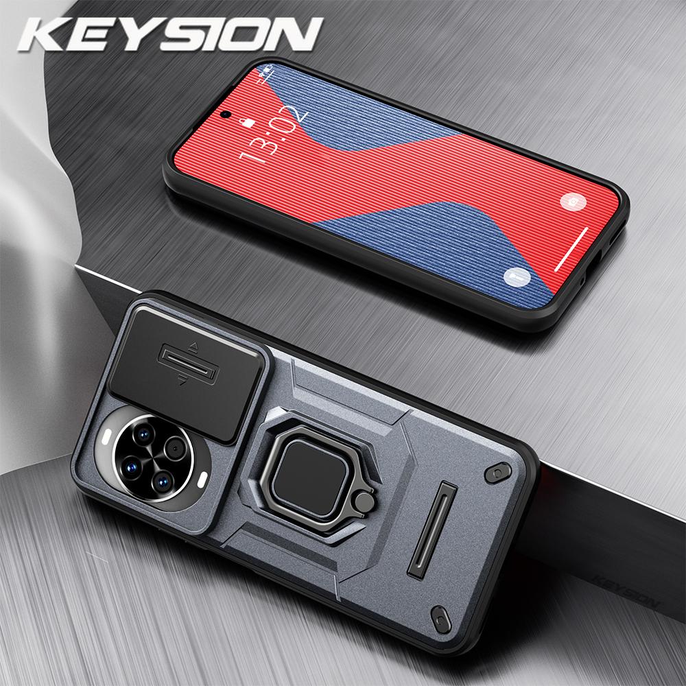 KEYSION Shockproof Case for Huawei nova 14 14 Pro Slide Camera Protection Metal Ring Stand Phone Back Cover for Huawei nova14Pro