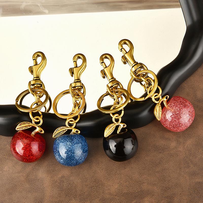 1Pc Gifts For Girls  Apple Keychain Backpack Charm Women Bag Accessories Exquisite Car Keyring  Luxury Jewelry