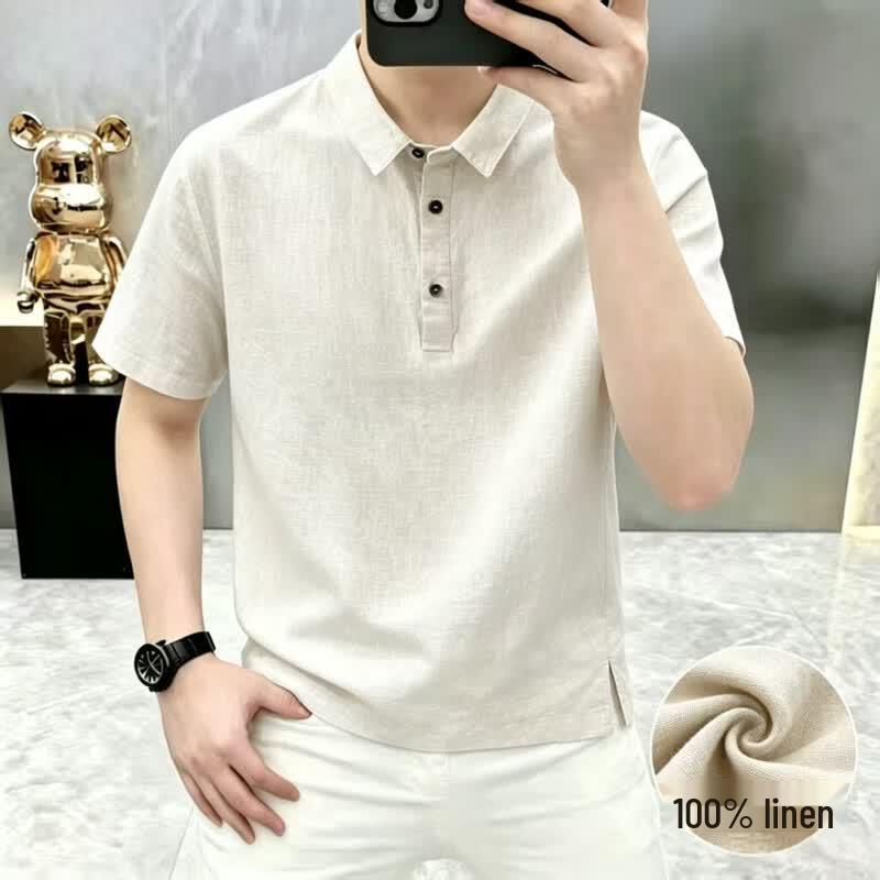 PLAYBOY Men s 100% Linen Short Sleeve Polo Shirt XL