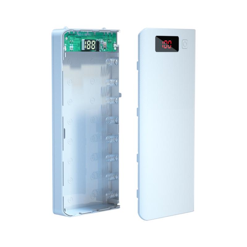 Dual Input LCD Display Power Bank Kit with LED Digital Display, 8-Section Solderless Design. белый