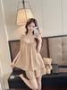 Summer new Tencel polka dot pajamas women's chest pad thin suspenders shorts set sweet wood lyocell girl home