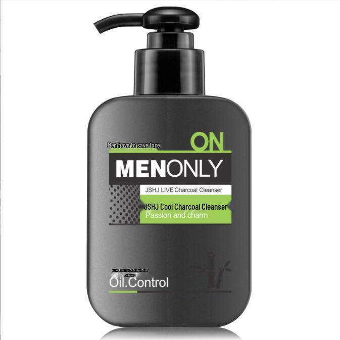 Jishanghanji Увлажняющее средство для умывания лица с углем для мужчин - Формула 8 стаканов воды, Охлаждающий очищающий гель для контроля жирности