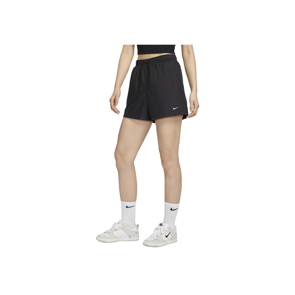 Nike Sportswear Mid-Rise Solid Color Lace-Up Casual Shorts Women Shorts Black White FV7558-010
