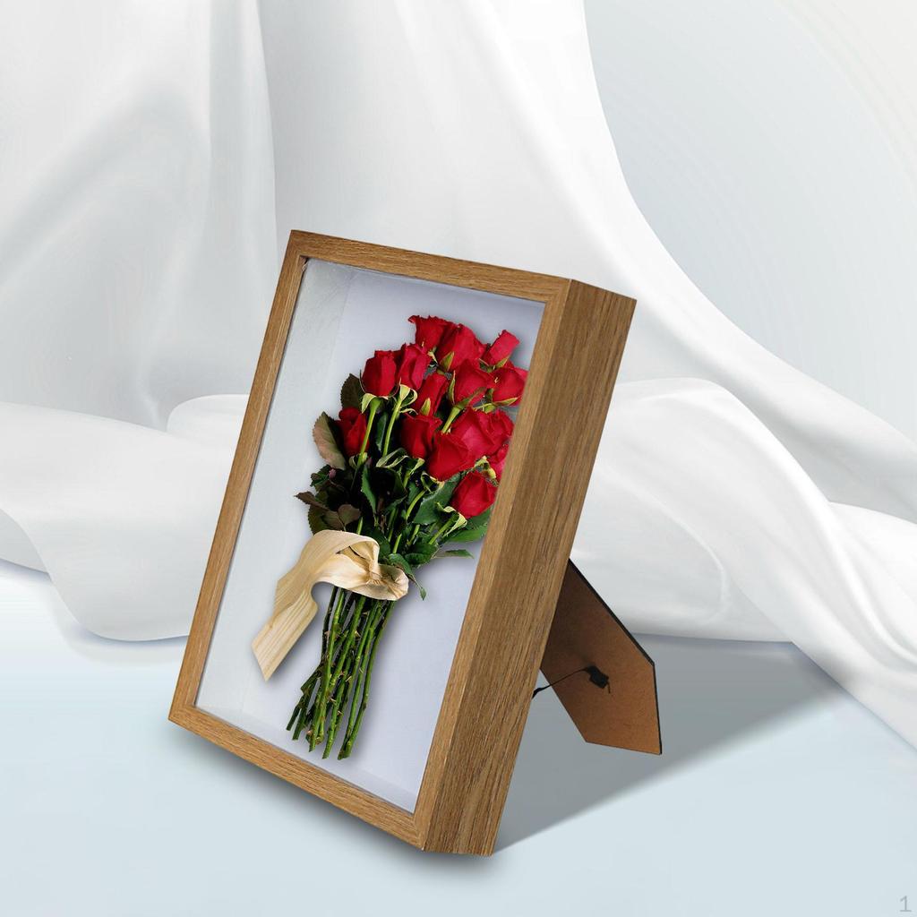 Display Case Photo Frame Shadow Box Pressed Wood Decorative Storage in Artificial Material