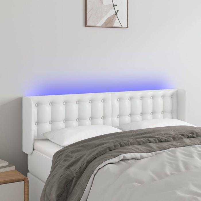VidaXL Tête de Lit à LED Meuble de Chambre à Coucher Accessoire de Lit Double Tête de Cadre de Lit Intérieur Blanc 3123327