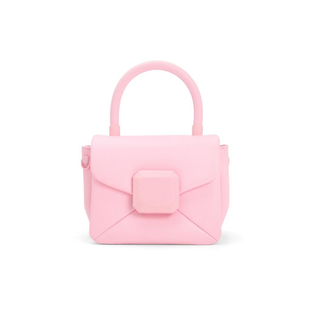 New CHARLES&KEITH Polyurethane Portable One Shoulder Small Square Bag Medium Size Women's White/Light Pink/Green CK2-50151254